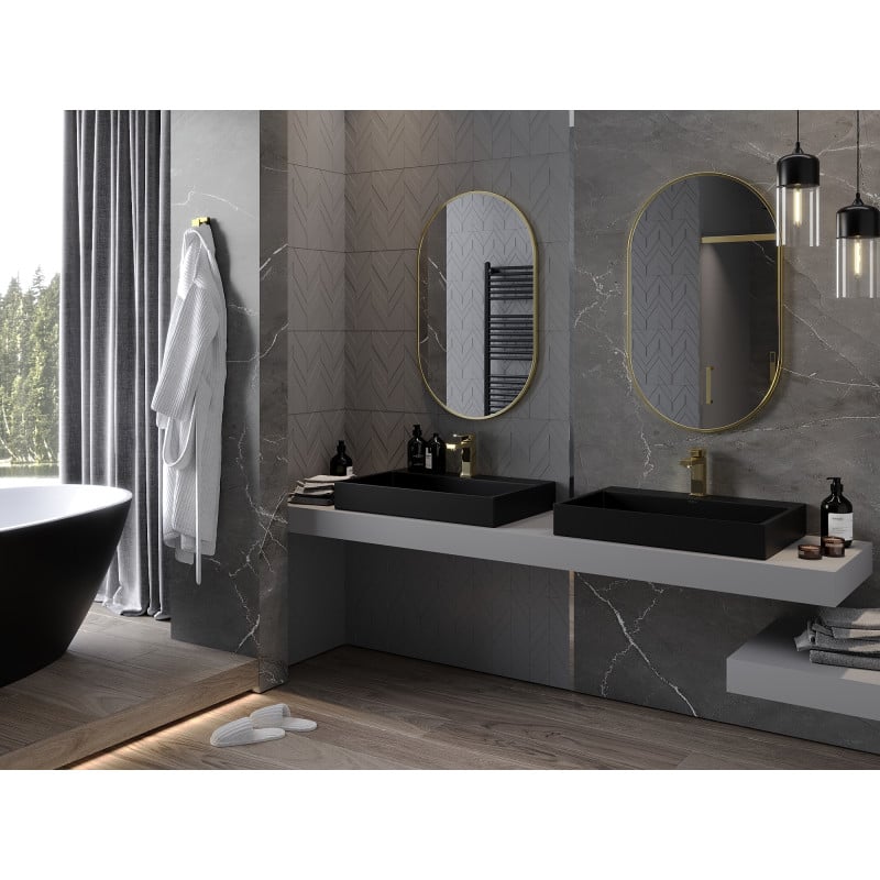Mexen Loft ovaler Badezimmerspiegel 90 x 55 cm, goldener Rahmen - 9851-090-055-000-50