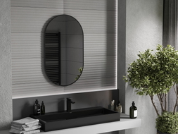 Mexen Loft ovaler Badezimmerspiegel 90 x 55 cm, schwarzer Rahmen - 9851-090-055-000-70