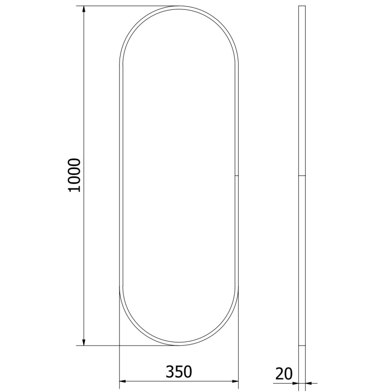 Mexen Loft ovaler Badspiegel 100 x 35 cm, goldener Rahmen - 9851-100-035-000-50