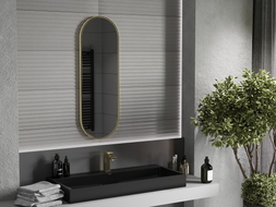 Mexen Loft ovaler Badezimmerspiegel 100 x 35 cm, goldener Rahmen - 9851-100-035-000-50