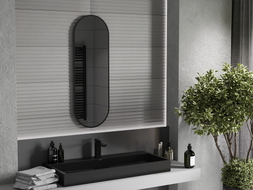 Mexen Loft ovaler Badezimmerspiegel 100 x 35 cm, schwarzer Rahmen - 9851-100-035-000-70