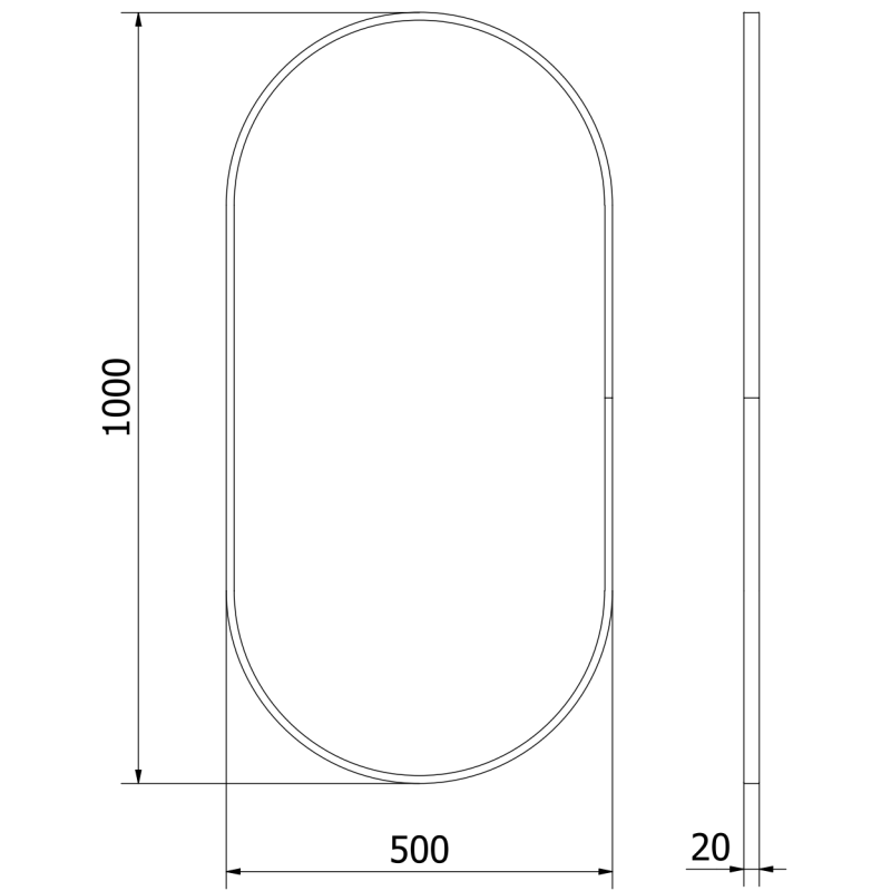 Mexen Loft ovaler Badezimmerspiegel 100 x 50 cm, schwarzer Rahmen - 9851-100-050-000-70