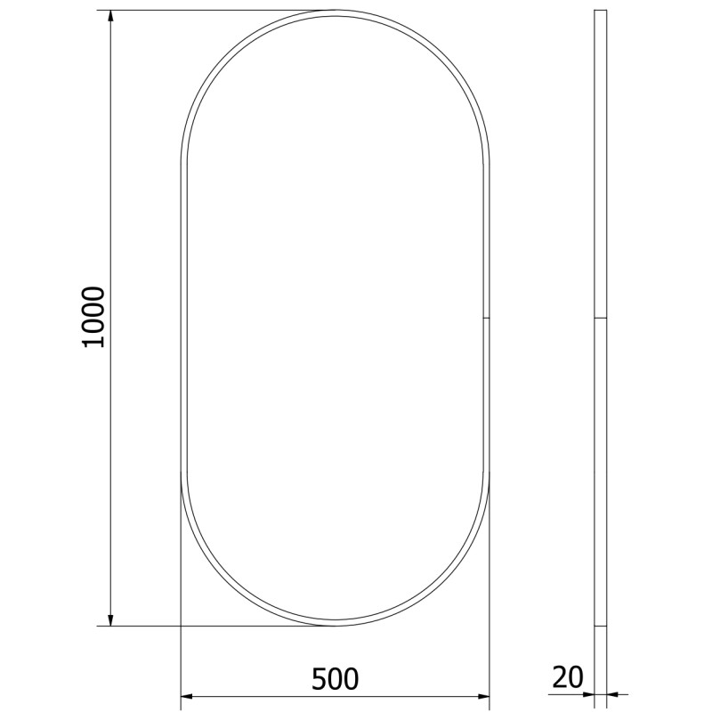 Mexen Loft ovalers Badezimmer-Spiegel 100 x 50 cm, schwarzer Rahmen - 9851-100-050-000-70