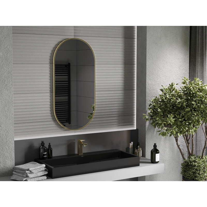 Mexen Loft oval Spiegel 100 x 50 cm, goldener Rahmen - 9851-100-050-000-50