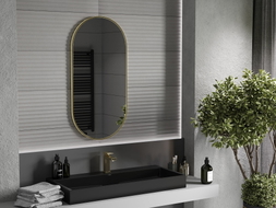 Mexen Loft oval Spiegel 100 x 50 cm, goldener Rahmen - 9851-100-050-000-50