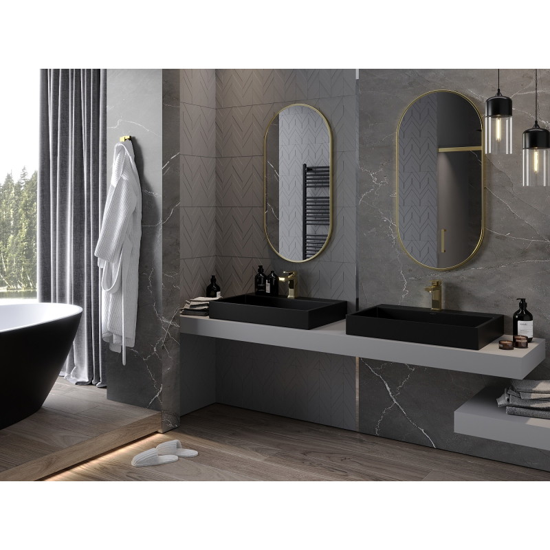 Mexen Loft oval Spiegel 100 x 50 cm, goldener Rahmen - 9851-100-050-000-50