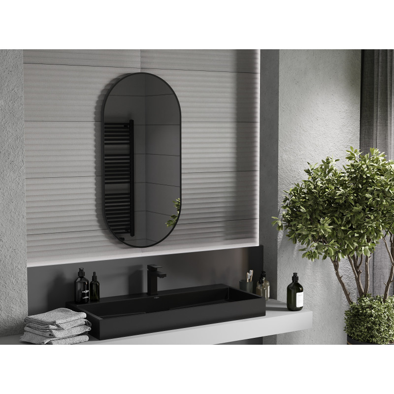 Mexen Loft ovaler Badezimmerspiegel 100 x 50 cm, schwarzer Rahmen - 9851-100-050-000-70