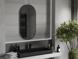 Mexen Loft ovaler Badezimmerspiegel 100 x 50 cm, schwarzer Rahmen - 9851-100-050-000-70