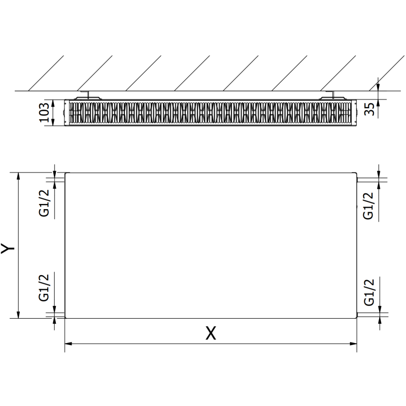 Mexen Flat CF22 Plattenheizkörper 900 x 600 mm, seitlicher Anschluss, 1320 W, anthrazit - W422F-090-060-66