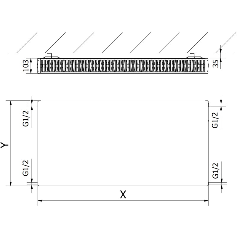 Mexen CF22 Flat Plattenheizkörper 900 x 1300 mm, seitlicher Anschluss, 2859 W, Anthrazit - W422F-090-130-66
