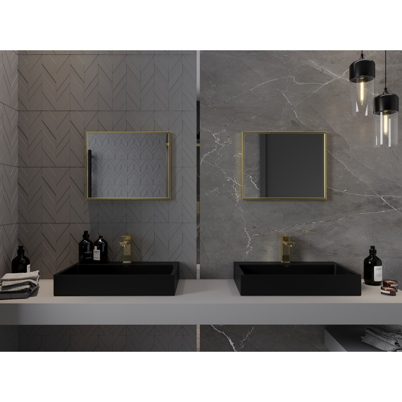 Mexen Loft rechteckiger Badezimmerspiegel 50 x 40 cm, goldener Rahmen - 9852-050-040-000-50
