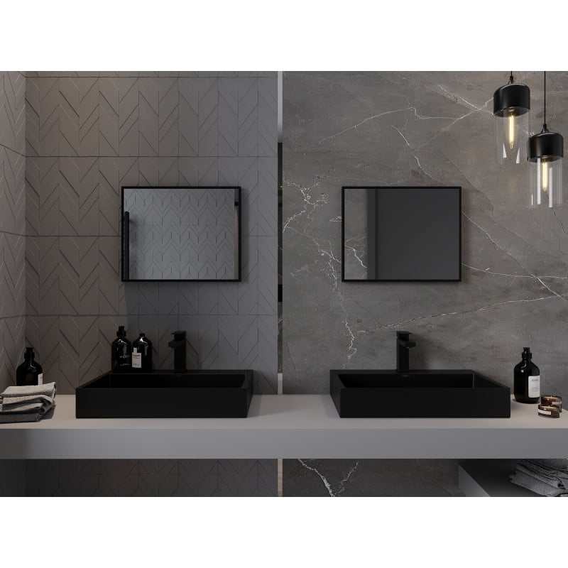 Mexen Loft rechteckiger Badezimmer-Spiegel 50 x 40 cm, schwarzer Rahmen - 9852-050-040-000-70