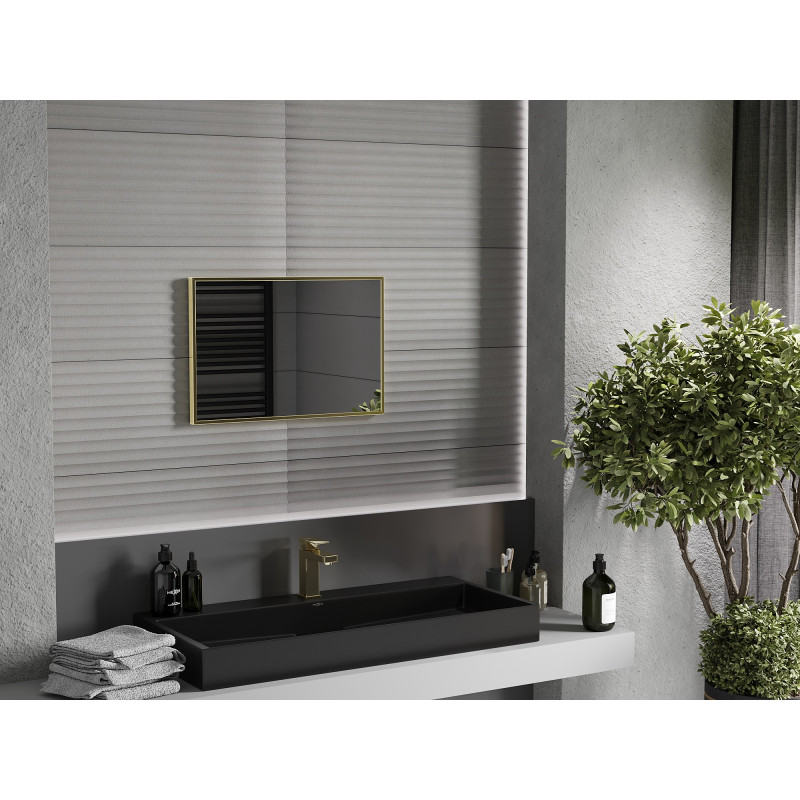 Mexen Loft rechteckiger Badezimmerspiegel 60 x 40 cm, goldener Rahmen - 9852-060-040-000-50