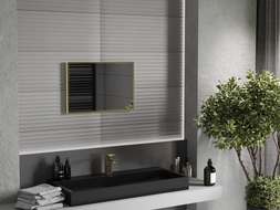 Mexen Loft rechteckiger Badezimmerspiegel 60 x 40 cm, goldener Rahmen - 9852-060-040-000-50