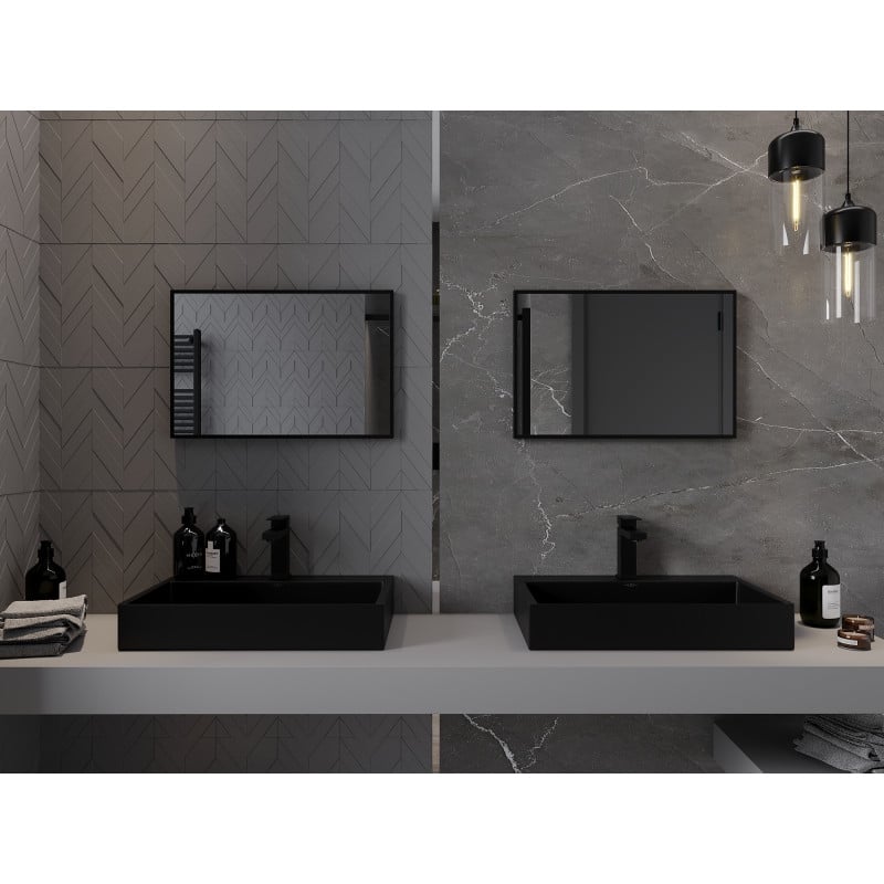Mexen Loft rechteckiger Badezimmerspiegel 60 x 40 cm, schwarzer Rahmen - 9852-060-040-000-70