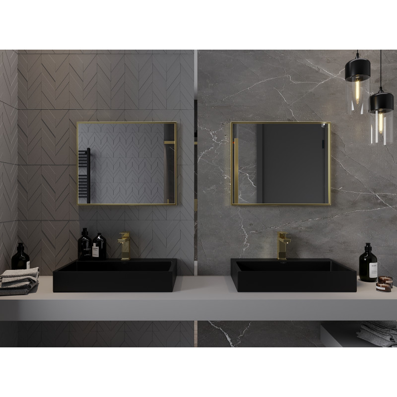 Mexen Loft rechteckiger Badezimmerspiegel 60 x 50 cm, goldener Rahmen - 9852-060-050-000-50