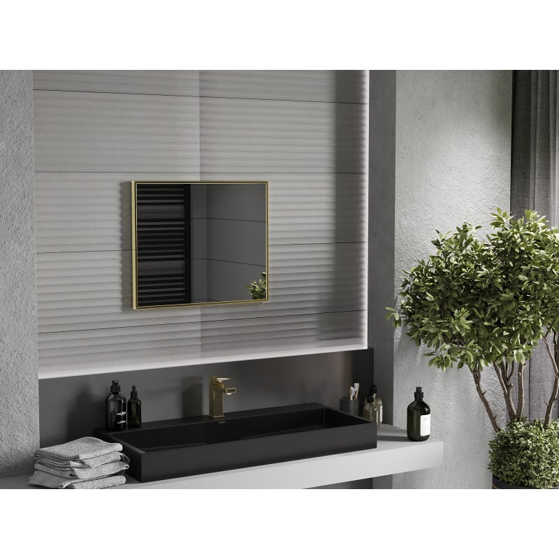 Mexen Loft rechteckiger Badezimmerspiegel 60 x 50 cm, goldener Rahmen - 9852-060-050-000-50