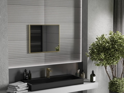 Mexen Loft rechteckiger Badezimmerspiegel 60 x 50 cm, goldener Rahmen - 9852-060-050-000-50