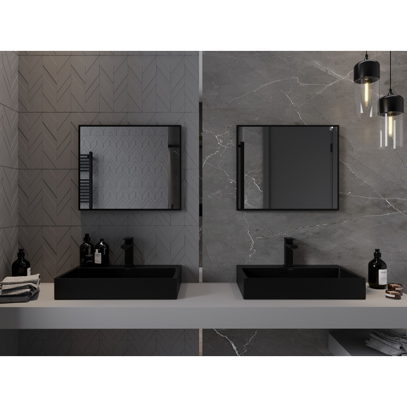 Mexen Loft rechteckiger Badezimmerspiegel 60 x 50 cm, schwarzer Rahmen - 9852-060-050-000-70