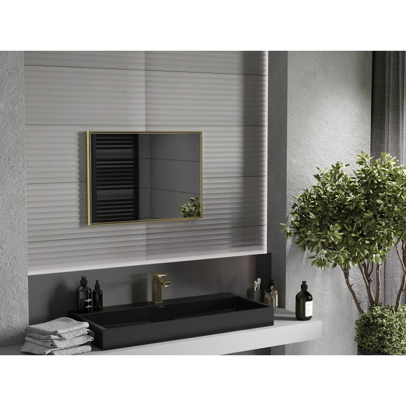 Mexen Loft rechteckiger Badezimmerspiegel 70 x 50 cm, goldener Rahmen - 9852-070-050-000-50