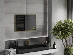 Mexen Loft rechteckiger Badezimmerspiegel 70 x 50 cm, goldener Rahmen - 9852-070-050-000-50