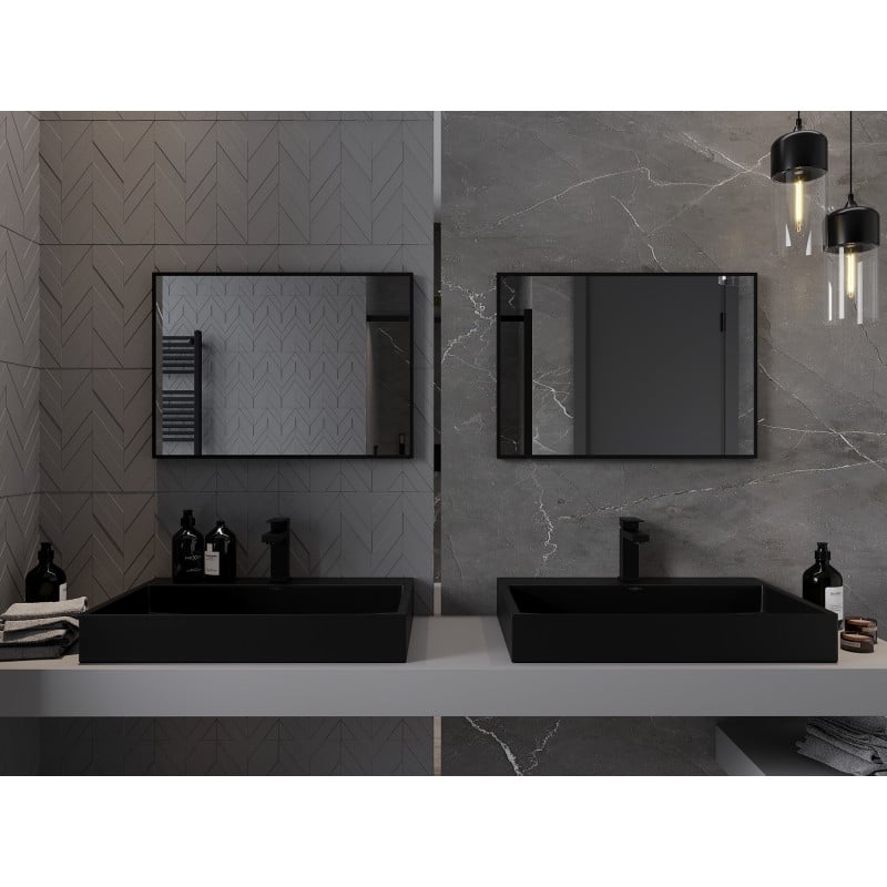 Mexen Loft rechteckiger Badezimmerspiegel 70 x 50 cm, schwarzer Rahmen - 9852-070-050-000-70