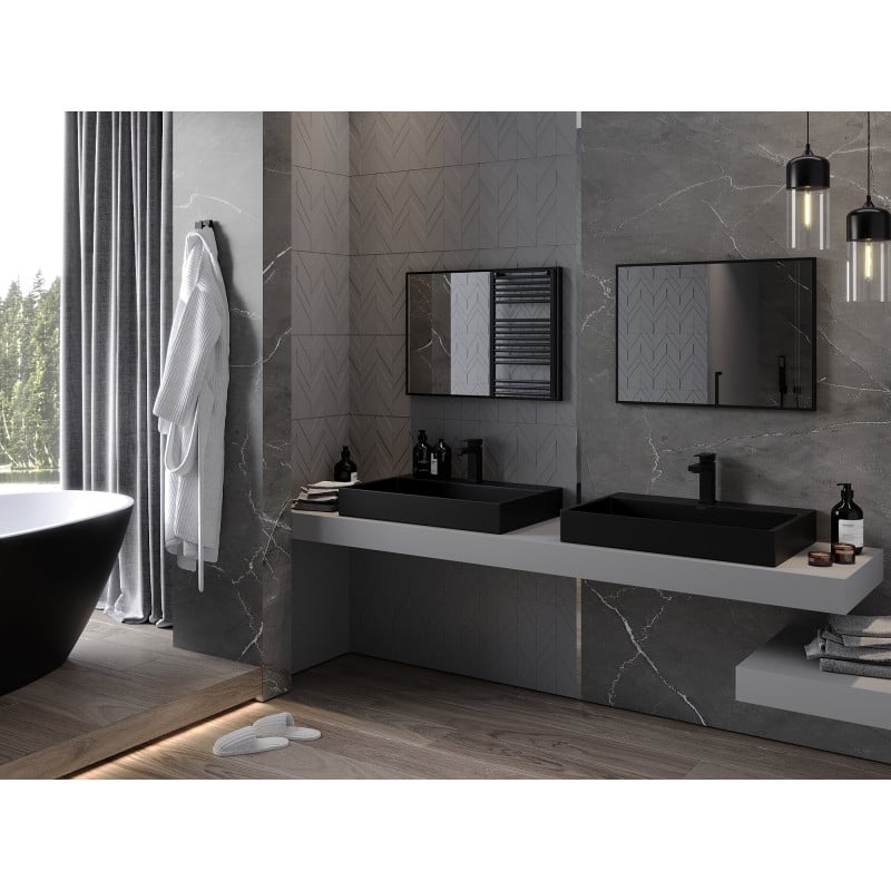 Mexen Loft rechteckiger Badezimmerspiegel 70 x 50 cm, schwarzer Rahmen - 9852-070-050-000-70