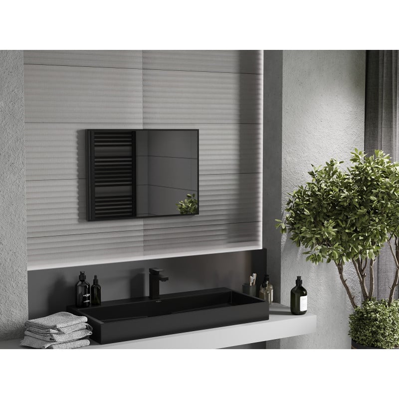 Mexen Loft rechteckiger Badezimmerspiegel 70 x 50 cm, schwarzer Rahmen - 9852-070-050-000-70