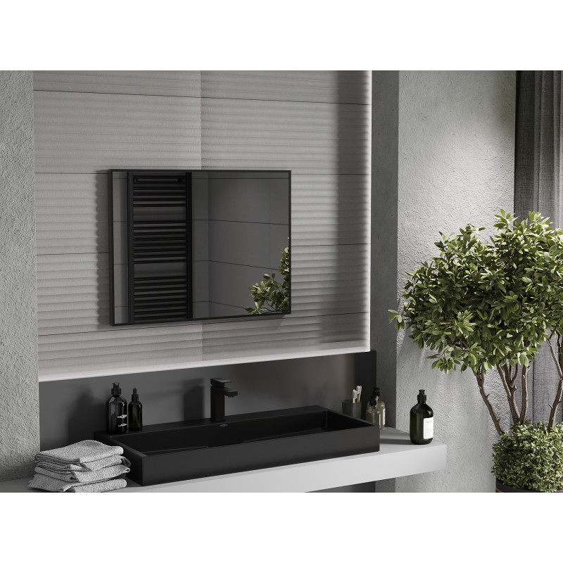Mexen Loft rechteckiger Badezimmerspiegel 80 x 60 cm, schwarzer Rahmen - 9852-080-060-000-70
