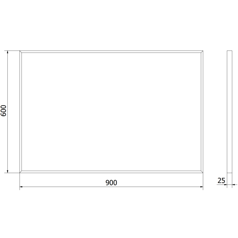 Mexen Loft rechteckiger Badezimmerspiegel 90 x 60 cm, schwarzer Rahmen - 9852-090-060-000-70