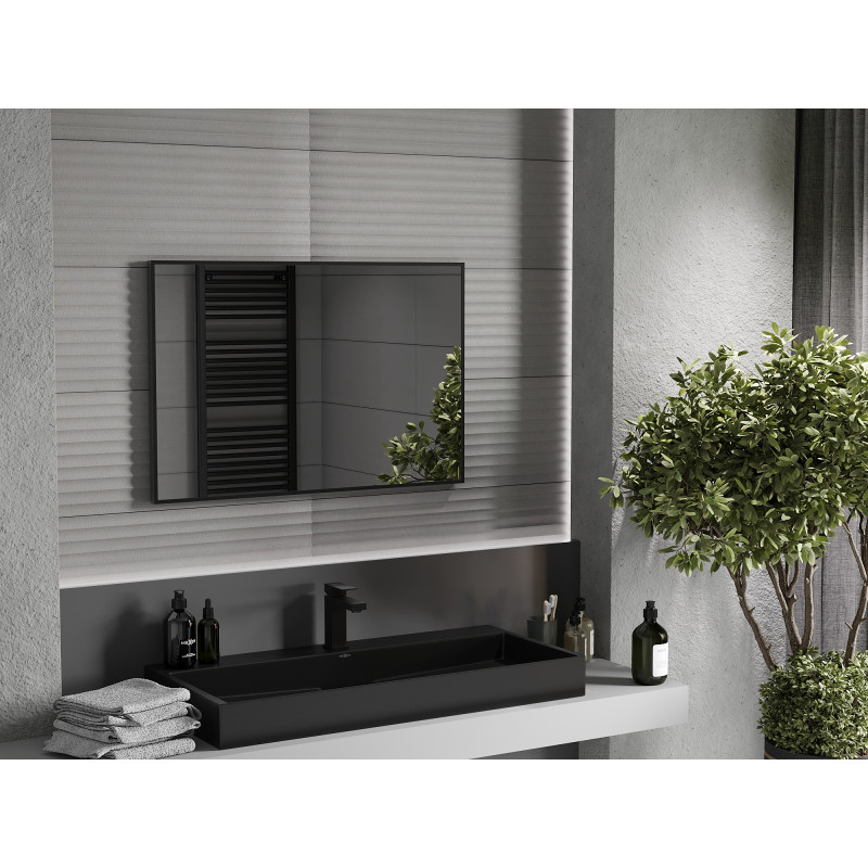 Mexen Loft rechteckiger Badezimmerspiegel 90 x 60 cm, schwarzer Rahmen - 9852-090-060-000-70