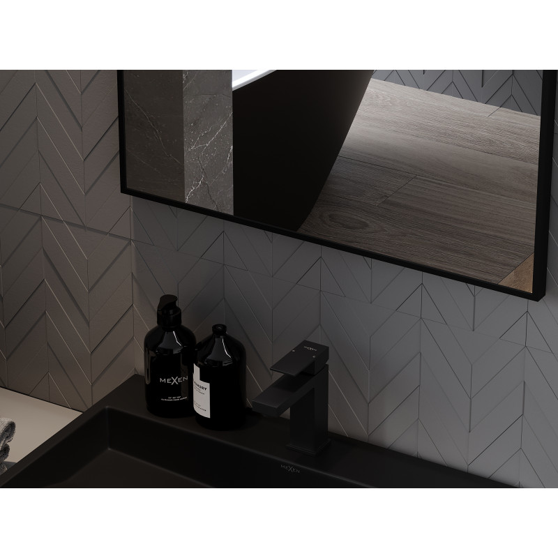 Mexen Loft rechteckiger Badezimmerspiegel 60 x 50 cm, schwarzer Rahmen - 9852-060-050-000-70