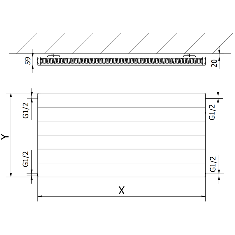 Mexen Line CL11 Plattenheizkörper 300 x 400 mm, seitlicher Anschluss, 182 W, Anthrazit - W411L-030-040-66