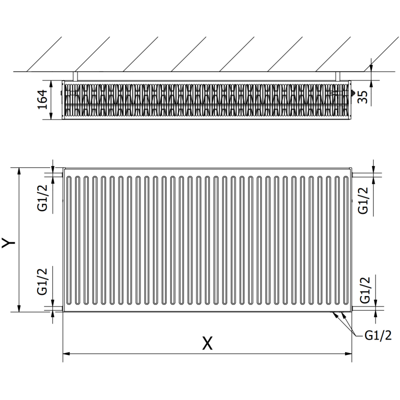 Mexen CV33 Flachheizkörper 300 x 400 mm, unterer Anschluss, 534 W, Anthrazit - W633-030-040-66
