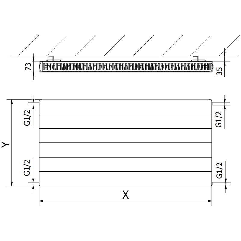Mexen CL21 Plattenheizkörper Line 900 x 1500 mm, seitlicher Anschluss, 2384 W, Anthrazit - W421L-090-150-66
