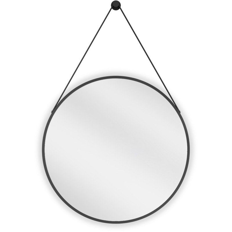 Mexen String runder Badezimmerspiegel 60 cm, schwarzer Rahmen - 9854-060-060-000-70