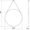 Mexen String runder Badezimmerspiegel 60 cm, schwarzer Rahmen - 9854-060-060-000-70