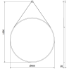 Mexen String rundes Badezimmerspiegel 80 cm, schwarzer Rahmen - 9854-080-080-000-70