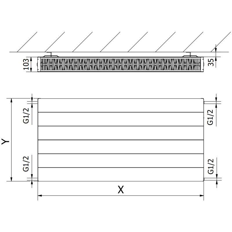 Mexen Line CL22 Plattenheizkörper 600 x 900 mm, Seitenanschluss, 1424 W, anthrazit - W422L-060-090-66