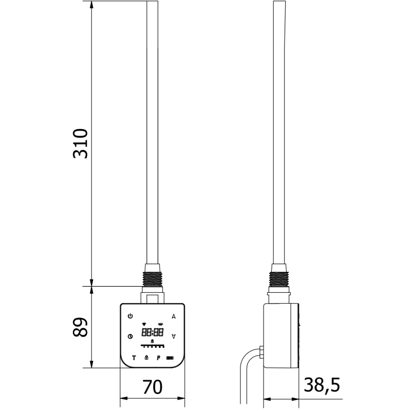 Mexen FA-F Elektroheizstab mit Wi-Fi, 300 W, schwarz - W953-0300-70