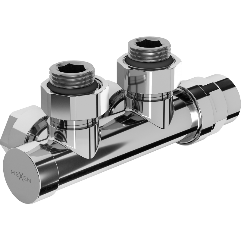 Mexen Uni-Term Heizkörperventil, Winkelform, Duplex, DN50, Chrom - W907-000-01