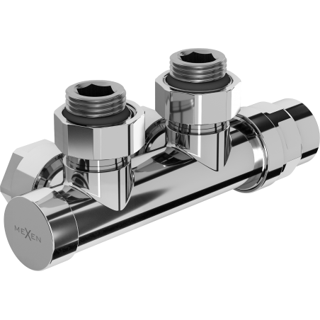 Mexen Uni-Term Heizkörperventil, Winkelform, Duplex, DN50, Chrom - W907-000-01