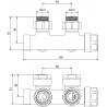 Mexen Uni-Term Heizkörperventil, Winkelform, Duplex, DN50, Chrom - W907-000-01