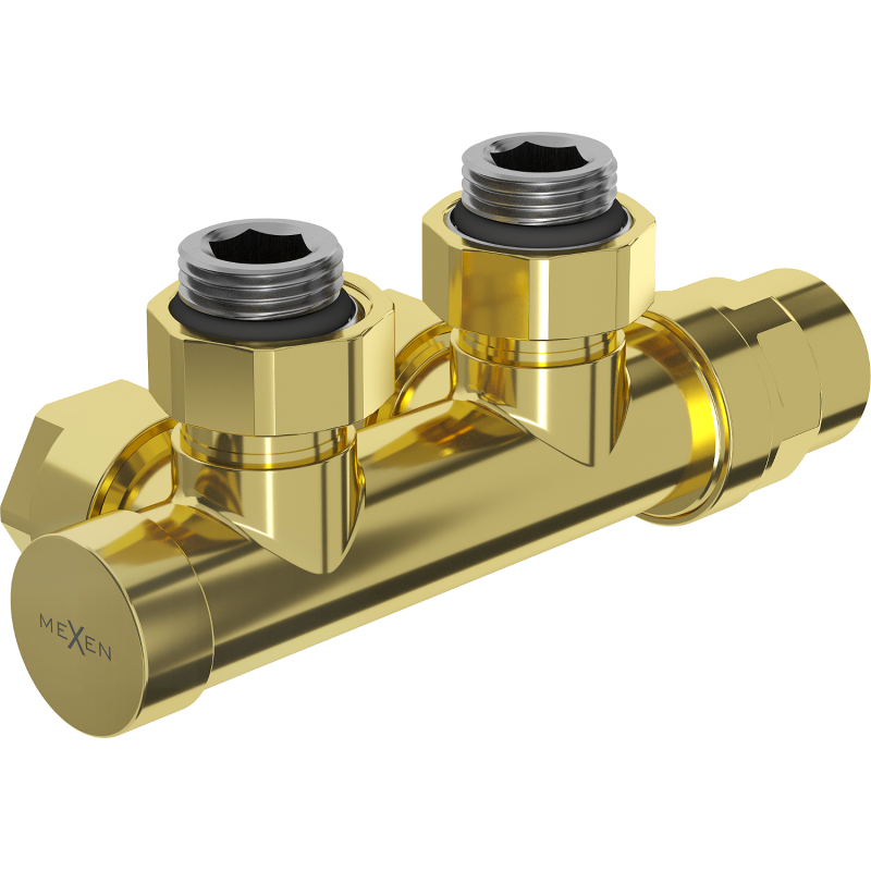 Mexen Uni-Term Heizkörper-Eckventil, Duplex, DN50, Gold - W907-000-50