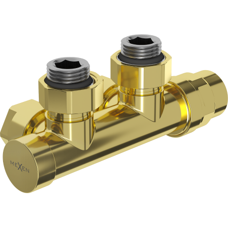 Mexen Uni-Term Heizkörper-Eckventil, Duplex, DN50, Gold - W907-000-50
