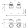 Mexen Uni-Term Heizkörper-Eckventil, Duplex, DN50, Gold - W907-000-50