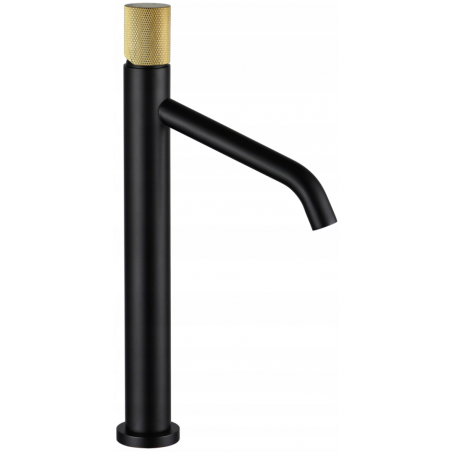 Mexen Rumba One  hoher Waschbeckenhahn, schwarz/gold - 73511-75