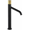 Mexen Rumba One  hoher Waschbeckenhahn, schwarz/gold - 73511-75