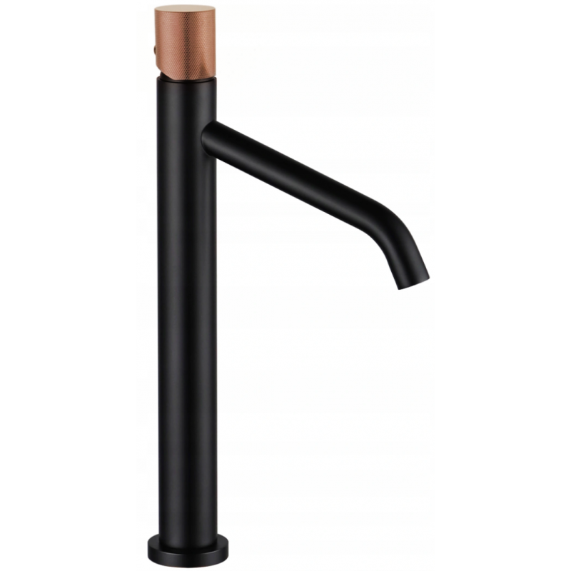 Mexen Rumba One  hoher Waschtischarmatur, schwarz/roségold - 73511-76