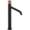 Mexen Rumba One  hoher Waschtischarmatur, schwarz/roségold - 73511-76